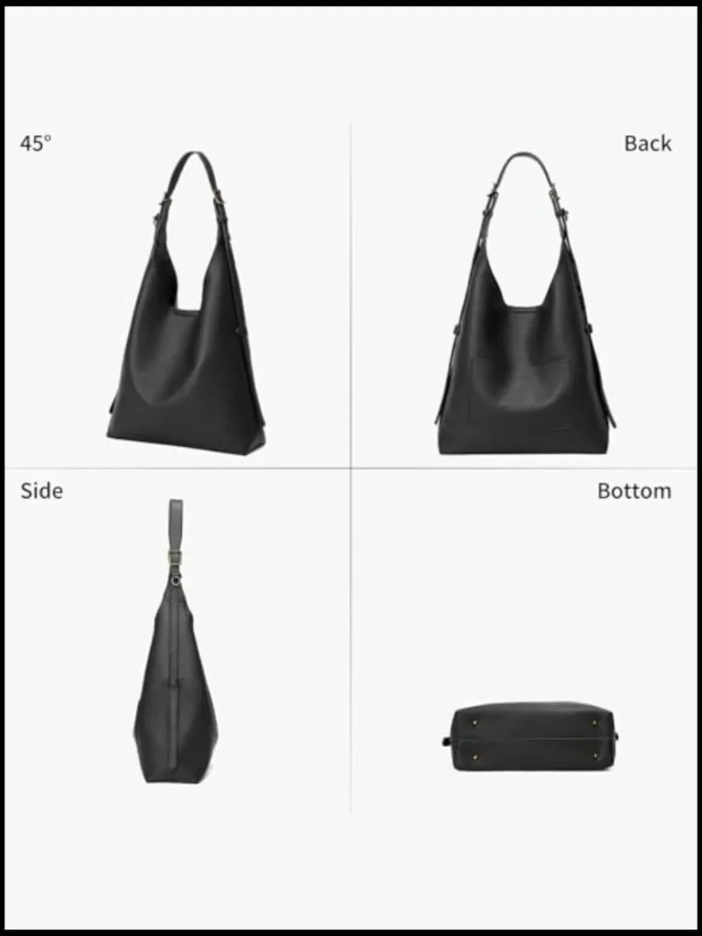 Slouchy Vegan Leather Hobo Shoulder Tote Bag With Adjustable Strap Crossbody